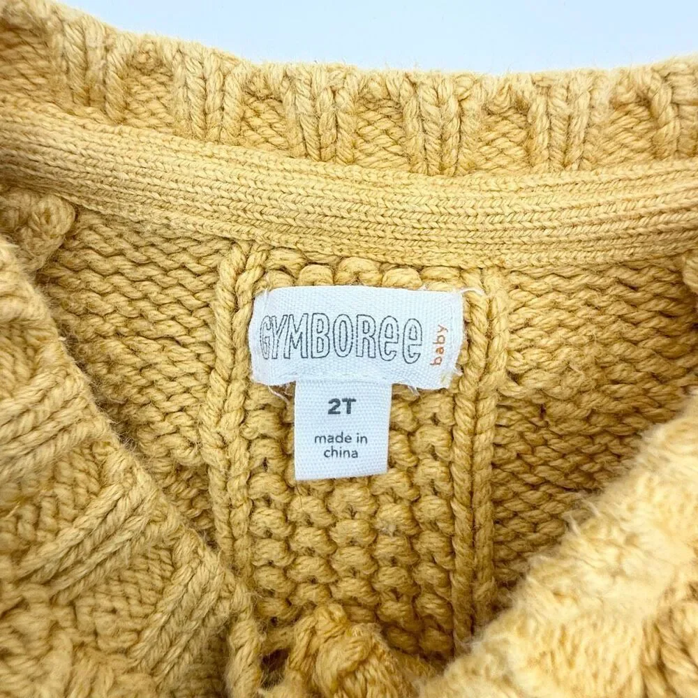 Gymboree Mustard Yellow Button Up Chunky Knit Cardigan Sweater - US Toddler Size
